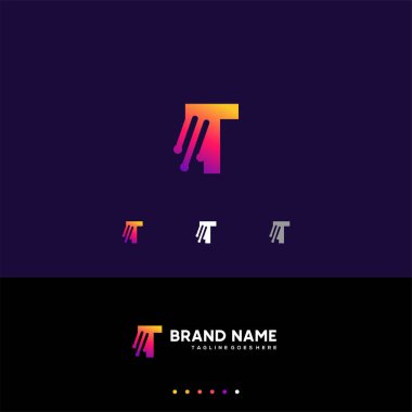 T ilk teknik harf logo tasarım vektörü