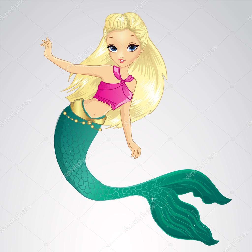Mermaid With Long Blonde Hair Stock Vector C Ingasmk 102188146