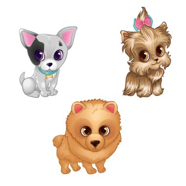 Şirin farklı köpekler kümesi