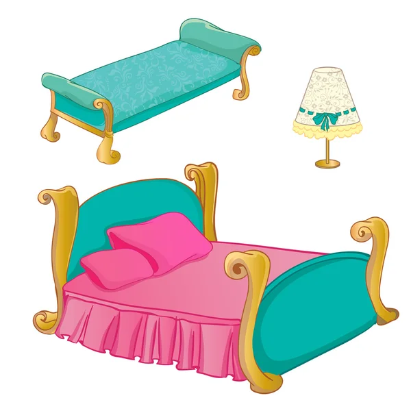 Meubilair van de slaapkamer van de prinses Set — Stockvector