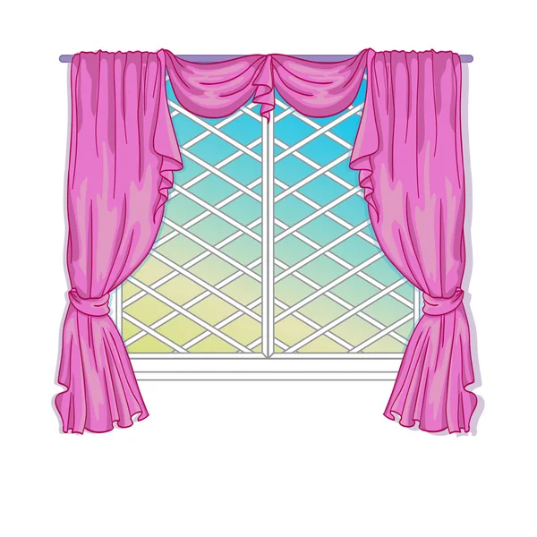 Ventana de princesa con cortinas — Vector de stock