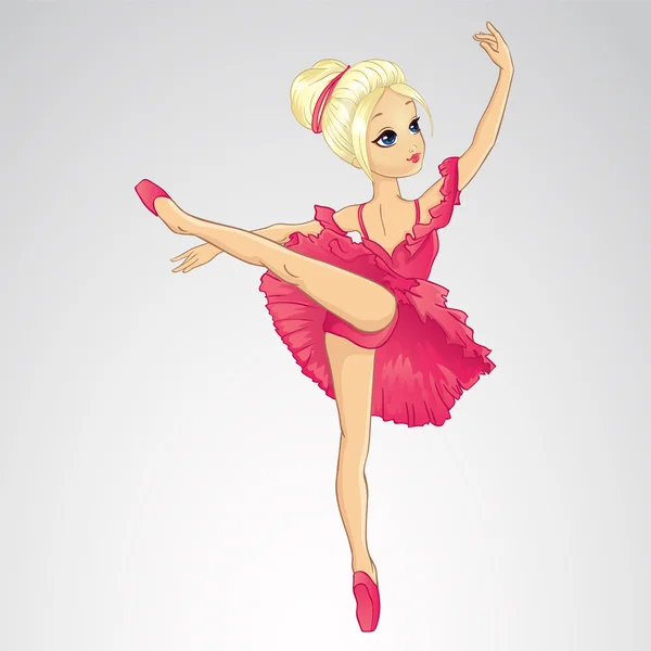 Ballerina dansen In roze jurk — Stockvector