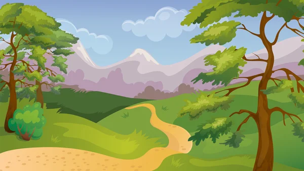 Bosque de pinos Juego de fondo — Vector de stock