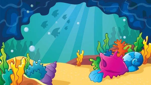 Cueva del mar de dibujos animados con conchas — Vector de stock