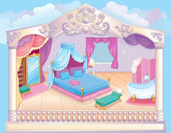 Казка Розкішна спальня принцеси — стоковий вектор
