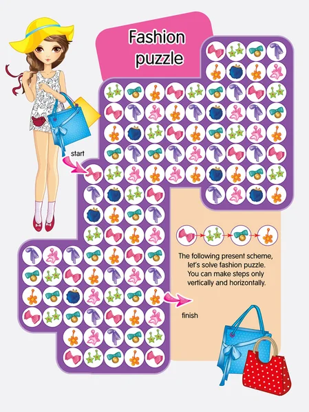 Activity Page Of Fashion Puzzle — Stock Vector