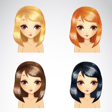 Düz kısa saç seti