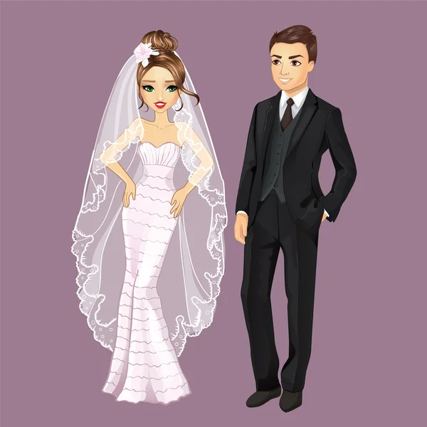 Mode bruden och brudgummen — Stock vektor