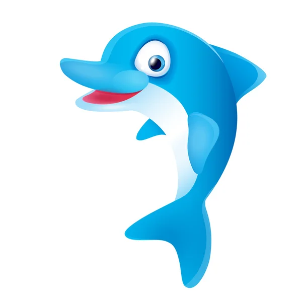 Delfín azul lindo sonriendo — Vector de stock