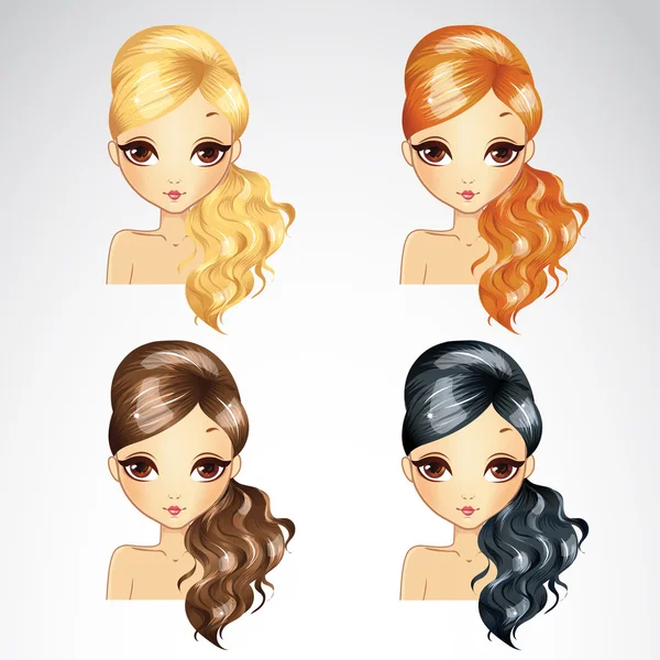 Набор моды Wave Hair Styling — стоковый вектор