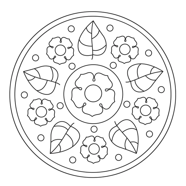 Färbung einfacher Blumen Mandala — Stockvektor