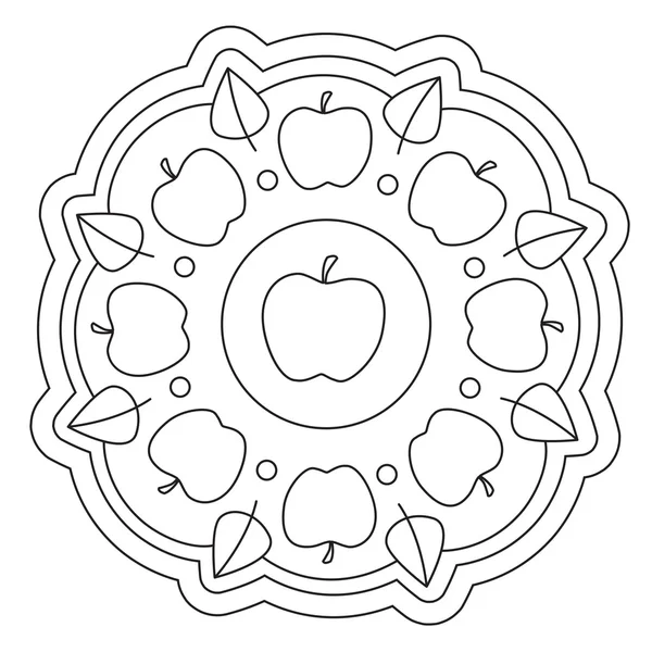 Colorear Mandala simple de Apple — Archivo Imágenes Vectoriales