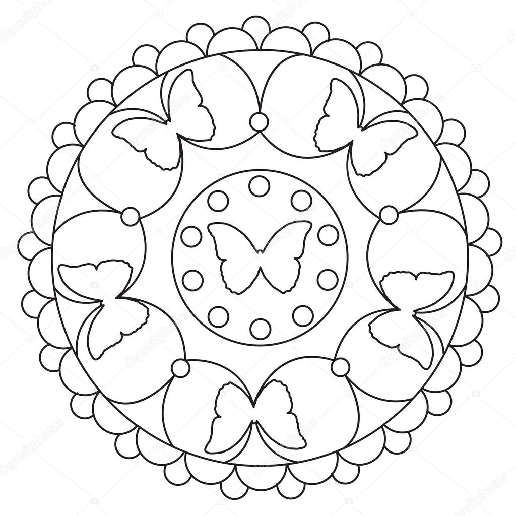 Coloring Simple Butterfly Mandala Stock Vector by ©ingasmk