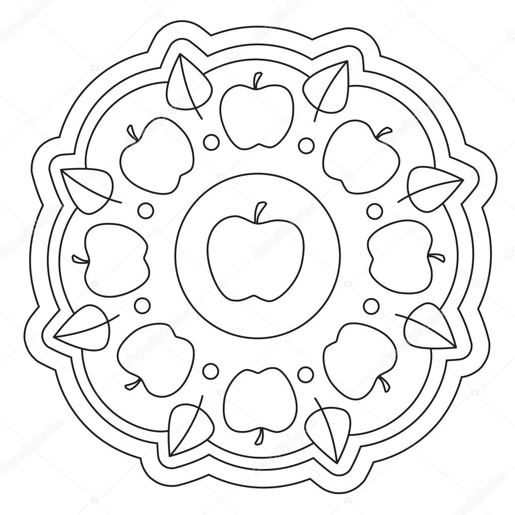 Eenvoudige Apple Mandala Kleurplaten Stockvector Ingasmk 113330220