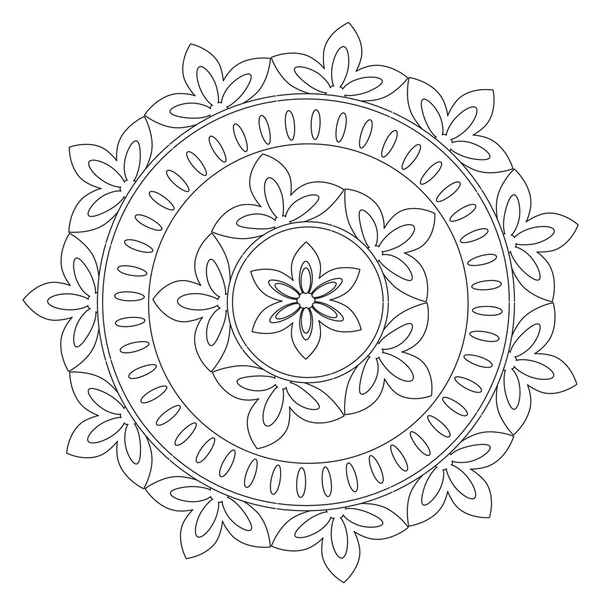 Coloriage noir Mandala Fleur — Image vectorielle