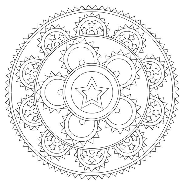 Kolorowanki Mandala gwiazda czarny — Wektor stockowy