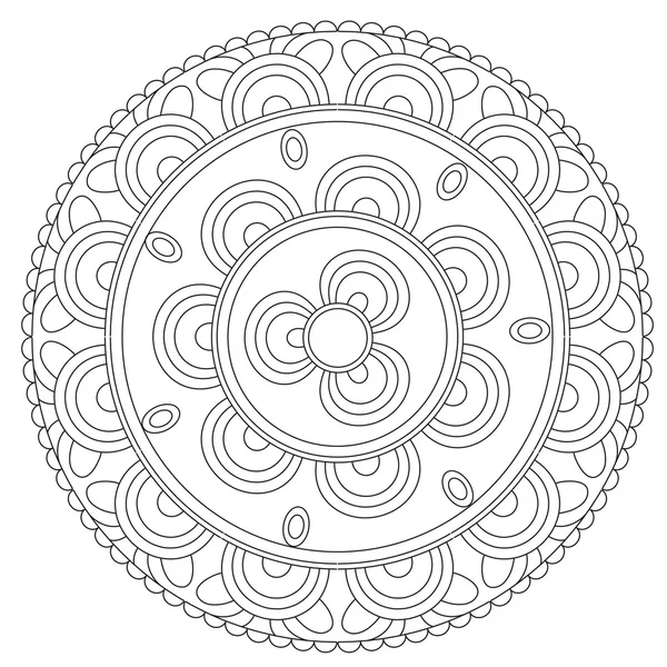 Siyah çiçek Mandala boyama — Stok Vektör