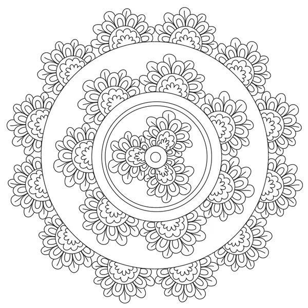 Virág virág Mandala színezés — Stock Vector