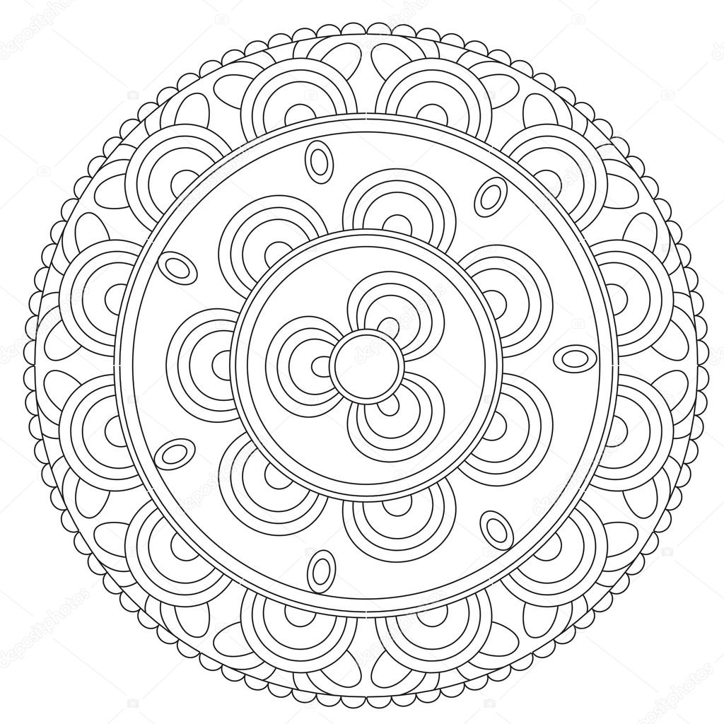 Zwarte Bloemen Mandala Kleurplaten Stockvector Ingasmk 113524494