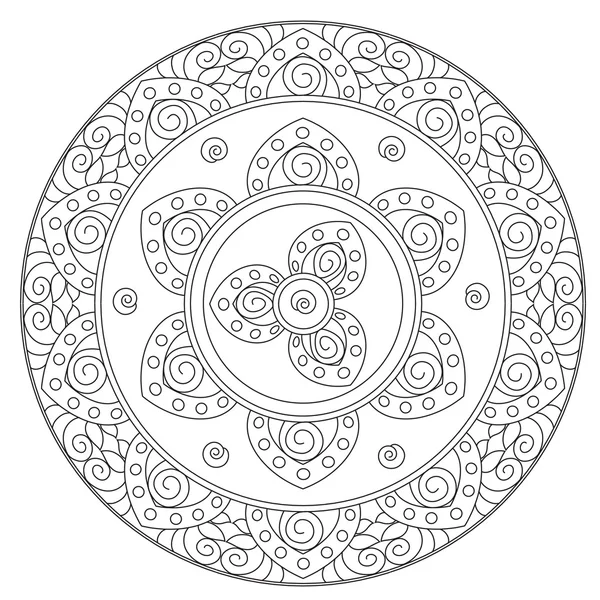 Colorir Mandala árabe preto — Vetor de Stock