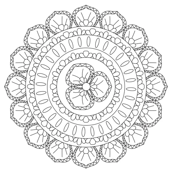 Zwarte etnische Mandala kleurplaten — Stockvector