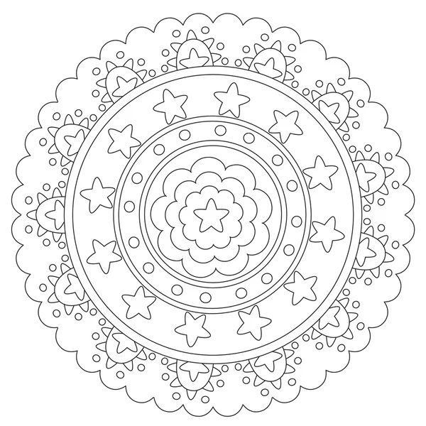 Geometriai csillag Mandala színezés — Stock Vector