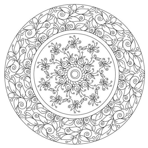 Färglägga vackra blommiga Mandala — Stock vektor