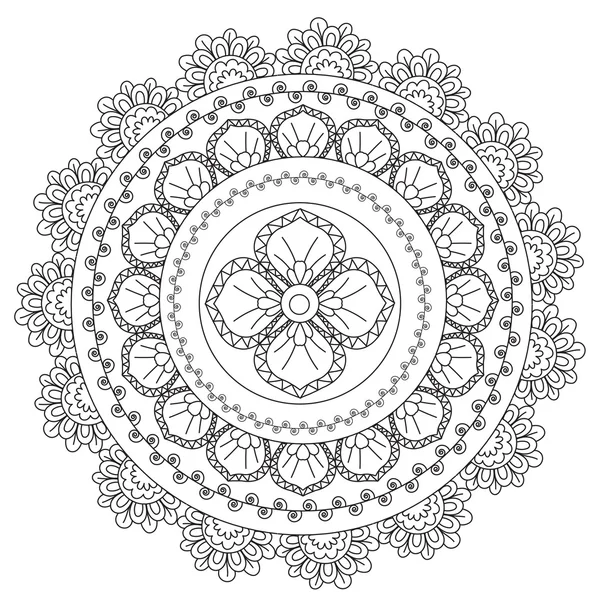 Coloriage Noir Abstraction Mandala — Image vectorielle