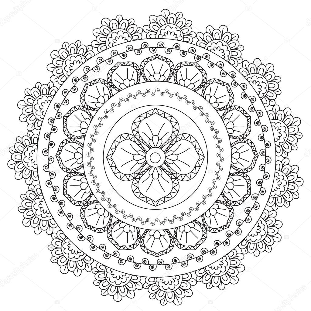 Disegni da colorare Mandala di astrazione nero — Vettoriale Stock