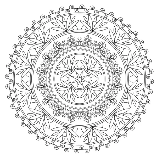 Coloriage Mandala ethnique noir — Image vectorielle