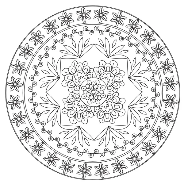 Etnikai virág Mandala színezés — Stock Vector