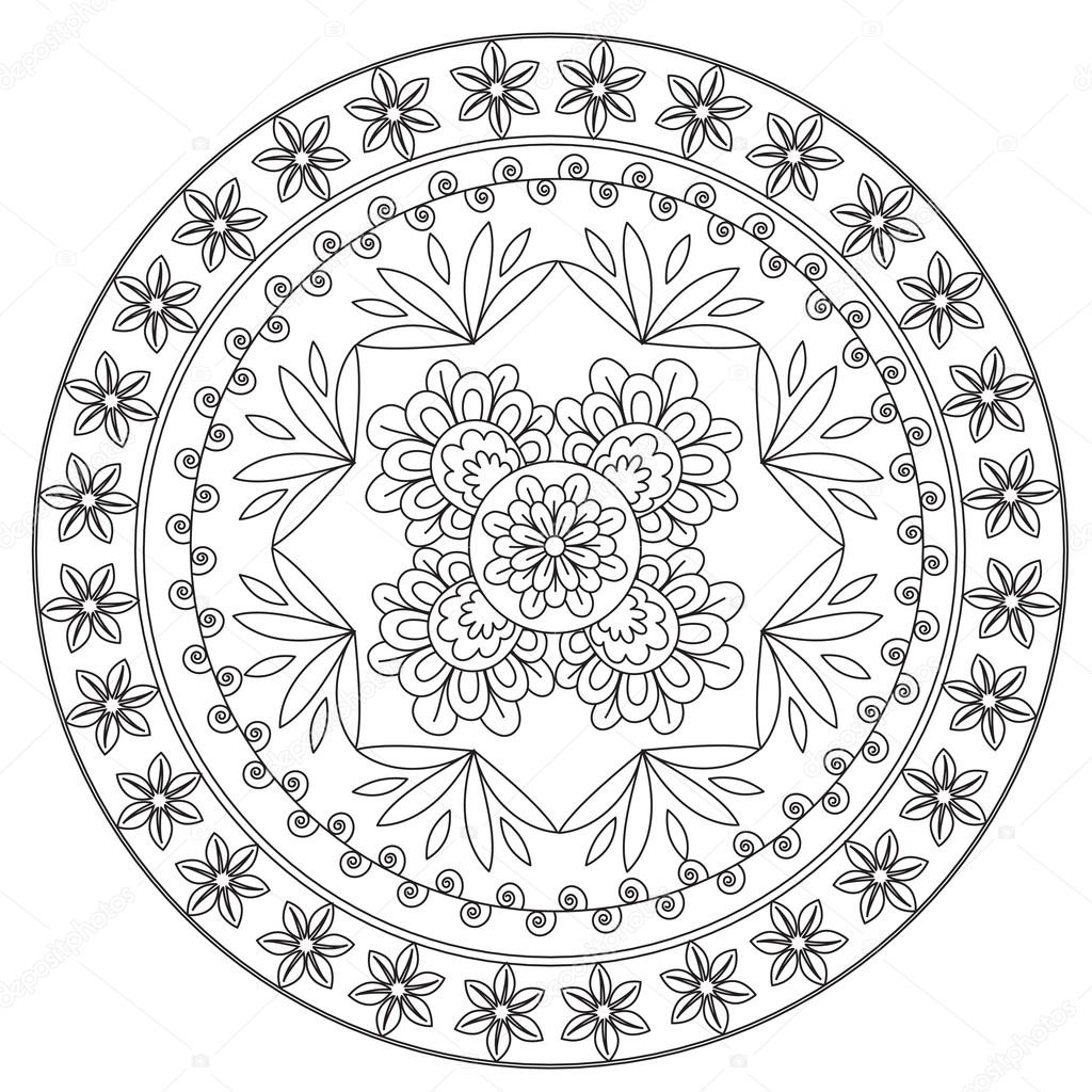 Disegni da colorare Mandala etnici fiore — Vettoriale Stock