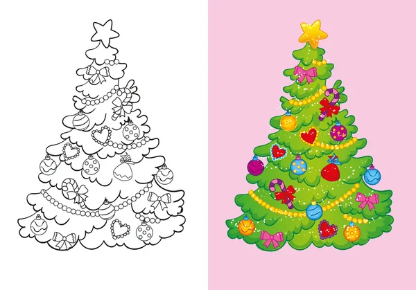 Süslü Noel ağacının boyama kitabı