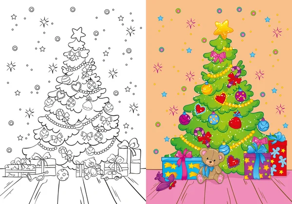Boyama kitabı Noel ağacı ve hediye