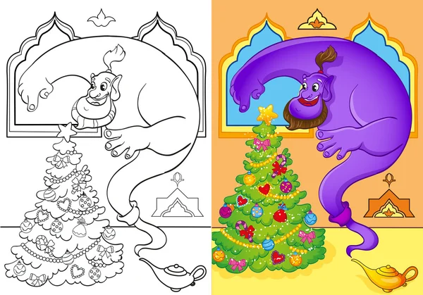 Bir Noel ağacı Conjured cin kitap boyama