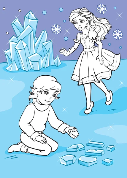 着色书的折叠冰块的男孩 — 图库矢量图片