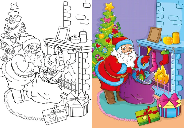Boyama kitabı Claus Santa hediyeler alır