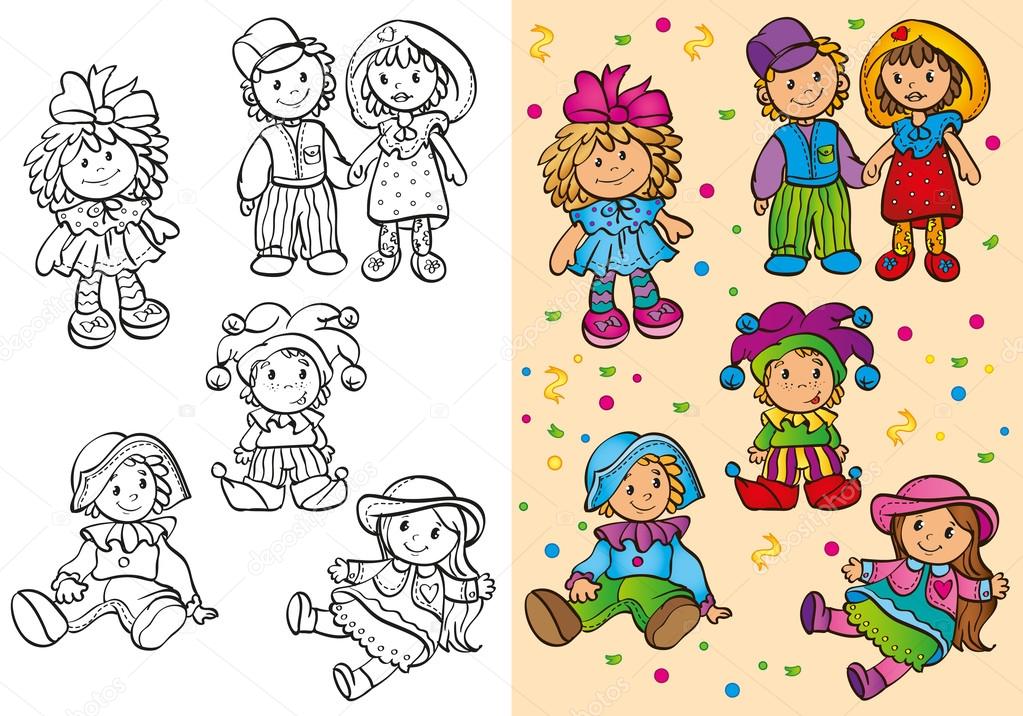 Coloring Book Of Different Cute Dolls