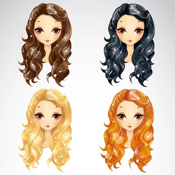 Blond girl with replaceable hairstyles — Stock Vector © yadviga #5945903