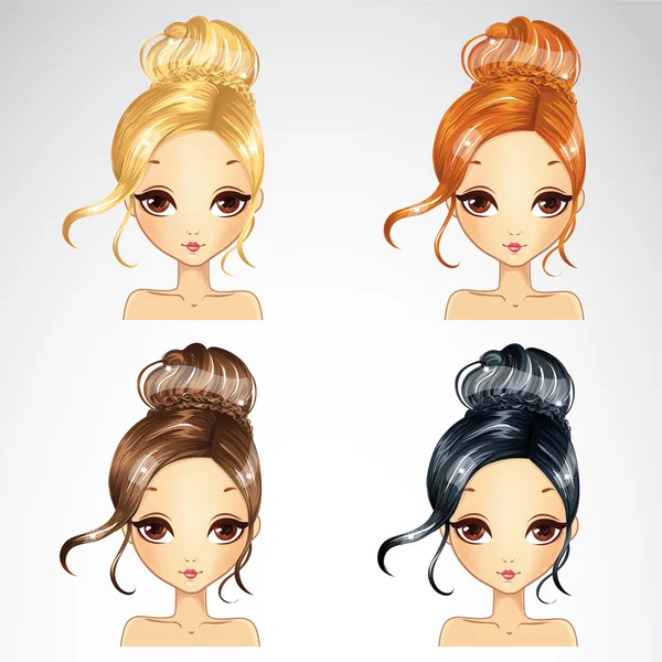 Set Of Event Retro Hairstyle — Stock Vector