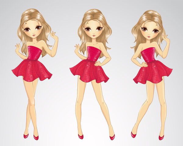 Девушка танцует в разных позах
