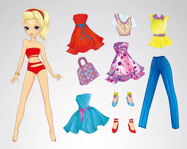 Kağıt moda kırmızı sarışın bebek