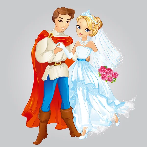 Prince et princesse mariés — Image vectorielle