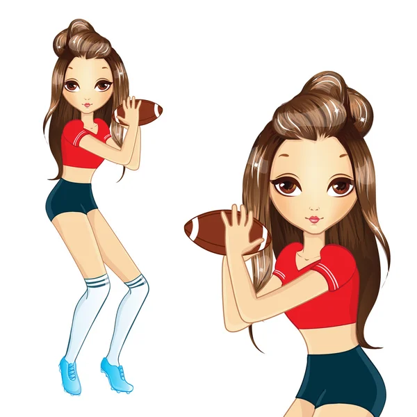 Voetbal meisje uit American Football — Stockvector