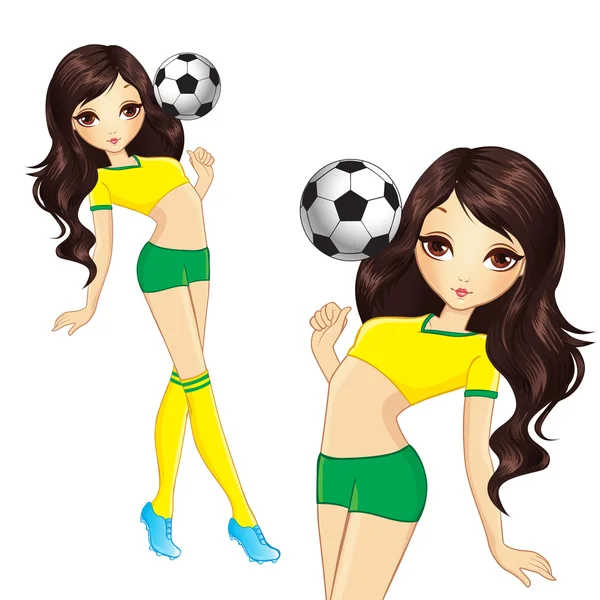 Morena brasileña fútbol chica — Archivo Imágenes Vectoriales