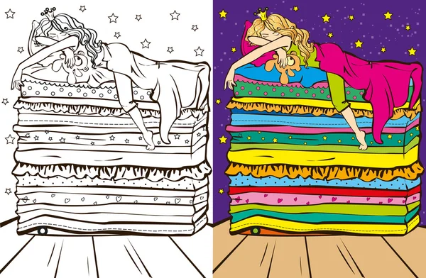 Colouring Book Of Sleeping Beauty — Stock Vector