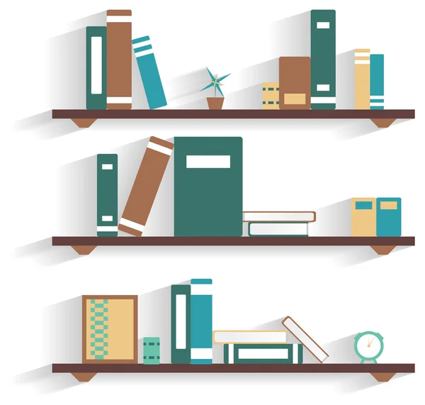 Estanterías vintage con libros — Vector de stock