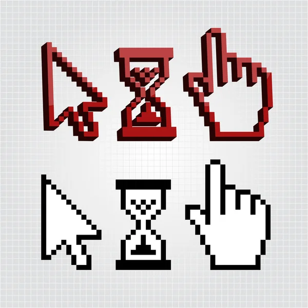 Pixel 3D-Cursor-Symbole — Stockvektor