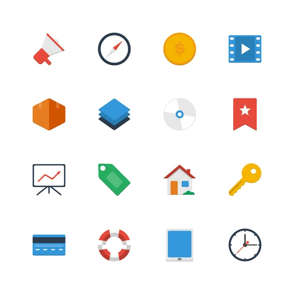 Conjunto de iconos planos — Vector de stock