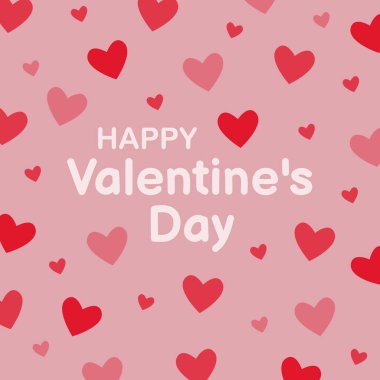 Sevgililer Günün kutlu olsun. Pembe kalplerin arka planındaki yazıt. Tatil kartı, afiş ve geçmiş tasarımı. Vektör.